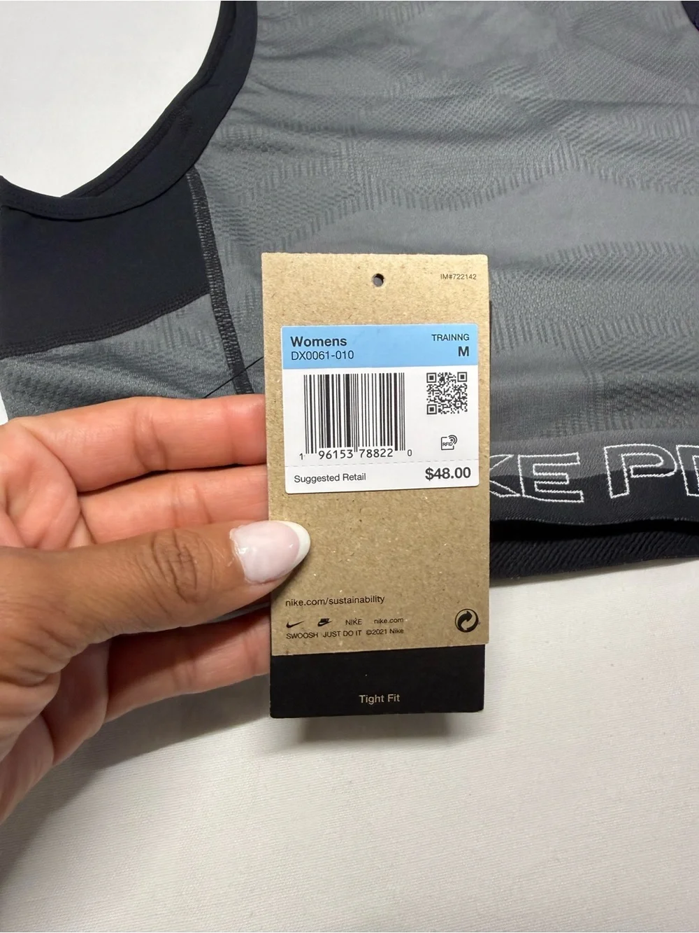 Nike Black and Gray Pro Cropped Athletic Tank
